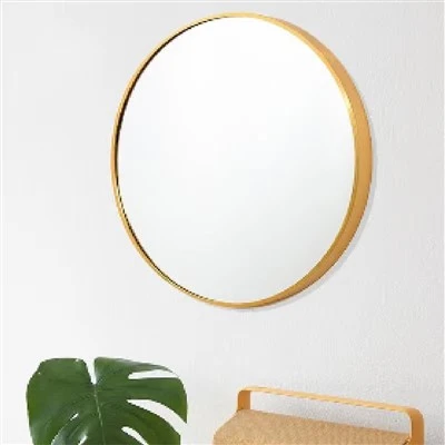 Oglindă circulară aurie periată